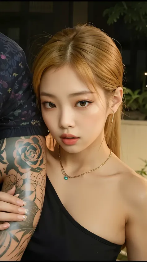 a close up of a woman with a tattoo on her arm, Parque Roseanne do Blackpink, Lalisa Manobal, Lalisa Manoban do Blackpink, jossi do blackpink, Retrato de Jossi de Blackpink, maquiagem sul-coreana popular, jennie blackpink, Mulher sul-coreana bonita, linda ...