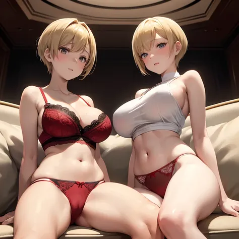 (top-quality,High resolution,(Ultra high definition,4K), (超A high resolution,in 8K),masutepiece:1.2), (Perfect Anatomy,Anatomically accurate), (Angle from below), (Soft lighting, rendered), (cute mother and daughter), ((Sitting on a sofa in the lobby of a ...