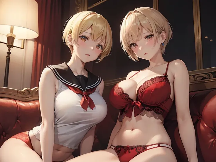 (top-quality,High resolution,(Ultra high definition,4K), (超A high resolution,in 8K),masutepiece:1.2), (Perfect Anatomy,Anatomically accurate), (Angle from below), (Soft lighting, rendered), (cute mother and daughter), ((Sitting on a sofa in the lobby of a ...