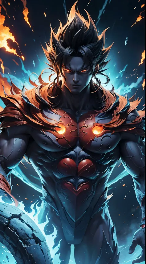 Get ready for a visual feast with Black Goku Demon God has a handsome face and piercing red eyes. In his transformed state, he radiates extreme instinct and power, creating an epic anime about this man of energy. See how he manipulates fire and lava in stu...