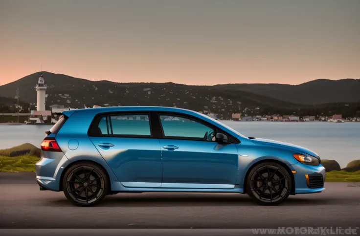 Arafed blue car parked on the road near the pond, shot at golden hour, high picture quality, Hyper-realistic", Hyper-realistic", car commercial photograph, View your profile, wide image, 🤬 🤮 💕 🎀, WRX Golf, see photos, 3840x2160, 3840 x 2160, Thumbnail