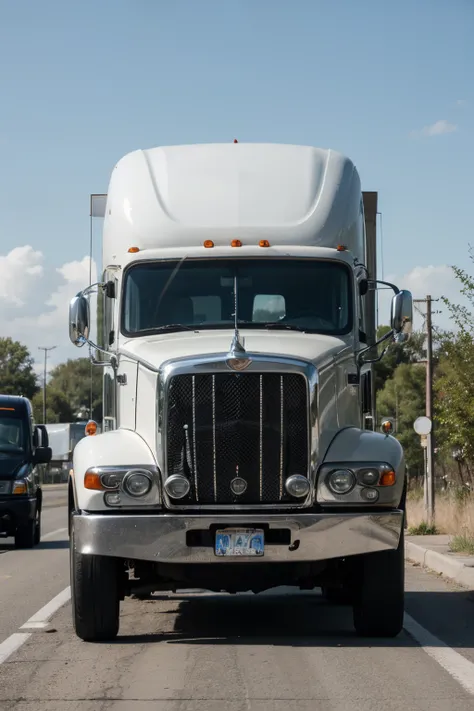 truck with trailer on the road