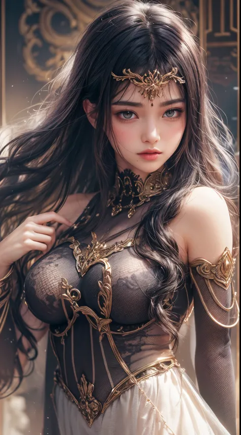 1girls,goddesses，Venus，Delicate and beautiful face,Medium long black hair，flowy，full breast，Convex buttocks，Roman skirt，perfectly proportioned, Detailed clothing details,Temple，arena，wonderland，Cinematic lighting, filmgrain, Fujicolor, light and darkcontra...