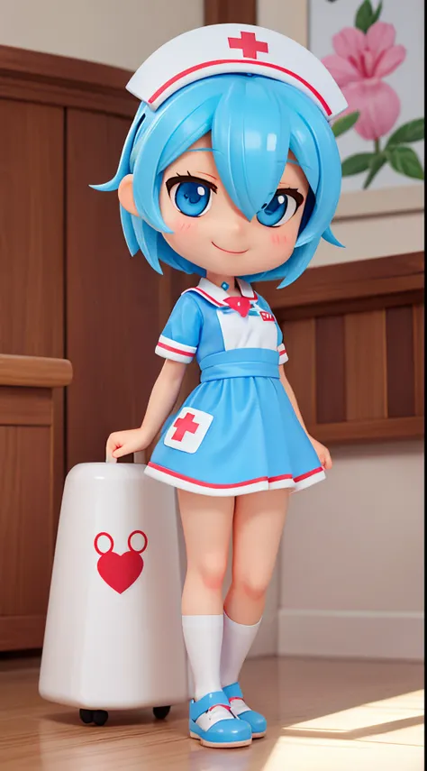 she is a cute nurse、Light blue eyes、a smile、Mega Mini、tchibi、