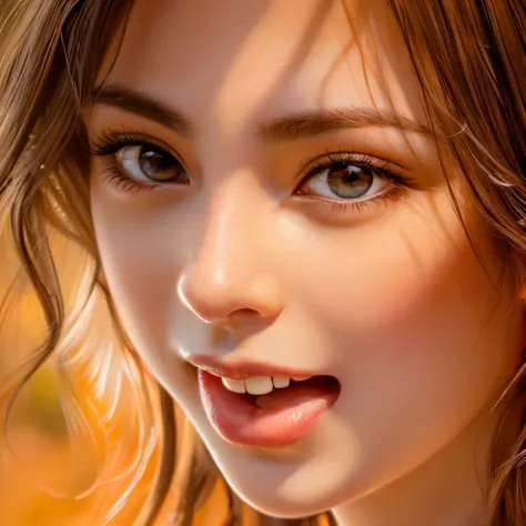 a girl, opened mouth, sticking out a tongue, beautiful detailed eyes, beautiful detailed lips, medium:oil painting, highres, ult...