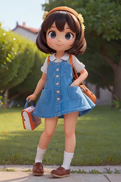 Create a series of cute and childlike dolls (menina), estilo anime ou cartoon 3d, com um tema fofo, each with lots of detail and in an 8K resolution. All dolls must follow the same solid background pattern and be complete in the image, mostrando o (corpo i...