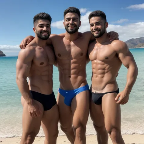 In the artistic style of Paul Peter Rubbens.  , Proporciones divinas, Front view, elehombrestos perfectos dispuestos, Perfectcomposition,  un grupo de diferentes razas, Esbelto,hombres, Youthful Latino with detailed and athletic musculature hugging his for...