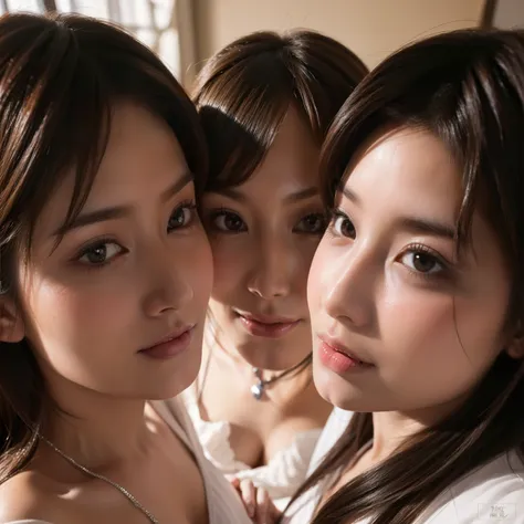 8k、top-quality、​masterpiece、超a high resolution、realism 1.4、real skin textures 1.3、film grain 1.3、selfie angles、2 girls in、beauti...