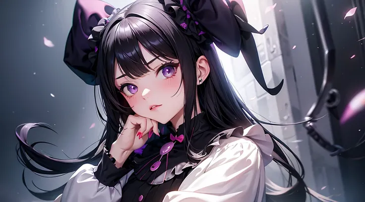 kuromi,  sanrio, black hair, purple, nsfw, digital illustration, vibrant colors, soft lighting, perfect face, absurdres, ultrash...