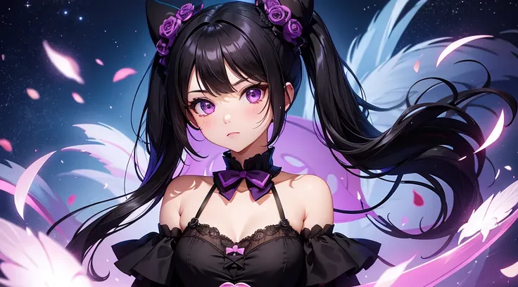 kuromi, sanrio, black hair, purple, nsfw, digital illustration, vibrant colors, soft lighting, perfect face, absurdres, ultrasha...