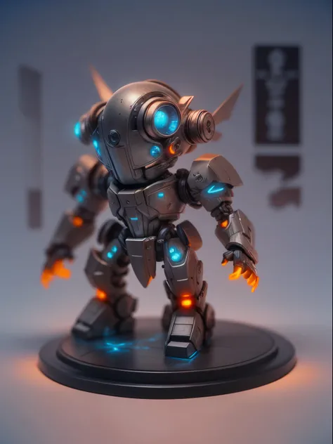 (Blind box toy style:1.2), (Full body shot) , 1 cute strong metal mage, Metal mech，Metal opaque helmet, cyber punk perssonage, dreamy glow, Clean, Black draft,red and blue style， ( Global illumination, Ray traching, hdr, unreal render,reasonable design, hi...