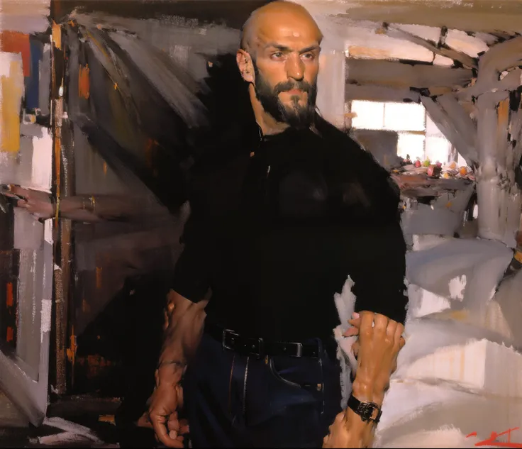 character sheet, dilf, short beard, bald, lean body, tattoos, skater shoes, early 40s, wrist watch, white socks, artistic, black jeans, hunter green shirt, standing, handsome, gentle expression, slim tall build, white male, piercings, accessories, bracelet...