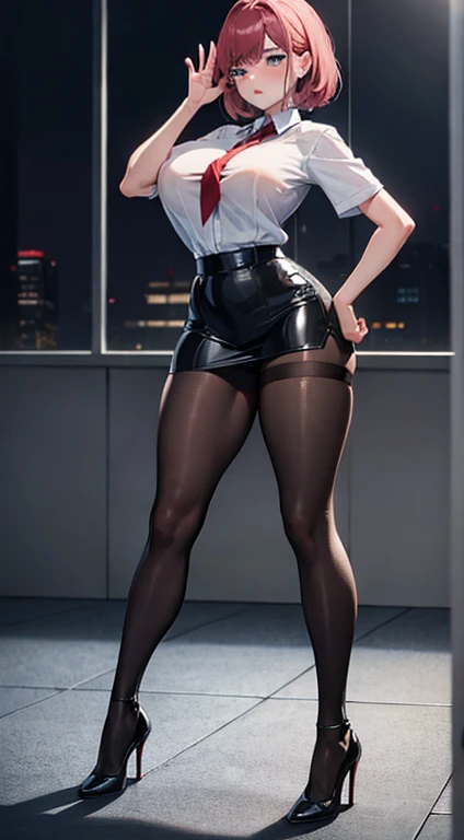 (best quality, 8k, master part :1.2), five 18 year old girls, Scarlett Johansson, massive breasts, massive hips, massive thighs, massive calves, slender waist, white shirt, wet shirt, pencil skirt, empty classroom, playful, hourglass figure, shiny black pa...