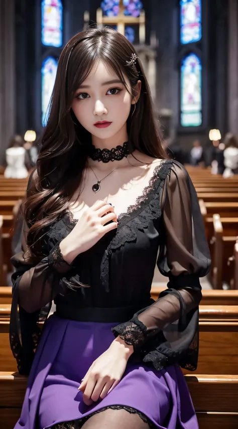 LTRA Details、Fascinating beauty、Dainty woman、Cool Girl、Wavy Hair、Black chiffon dress、Wide sleeves、flered skirt、Black pantyhose、Evil Female Executive、Evil Fall、brainwash、lacy fabric、Glossy legs、black lipstick、Evil look、Suspicious look、Hollow eyes、wicked、Rea...