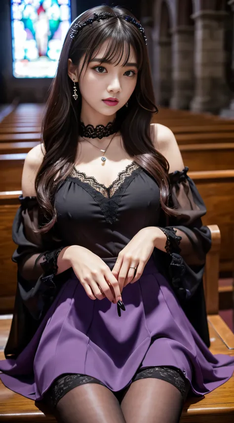 LTRA Details、Fascinating beauty、Dainty woman、Cool Girl、Wavy Hair、Black chiffon dress、Wide sleeves、flered skirt、Black pantyhose、Evil Female Executive、Evil Fall、brainwash、lacy fabric、Glossy legs、black lipstick、Evil look、Suspicious look、Hollow eyes、wicked、Rea...