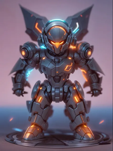 (Blind box toy style:1.2), (Full body shot) , 1 cute strong metal mage, Metal mech，Metal opaque helmet, cyber punk perssonage, dreamy glow, Clean, Black draft,red and blue style， ( Global illumination, Ray traching, hdr, unreal render,reasonable design, hi...