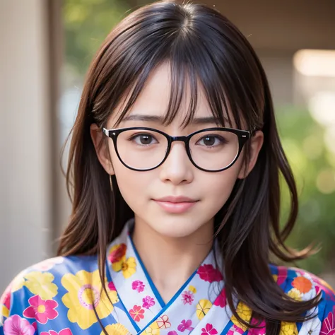 Best-quality, Masterpiece, Ultra-High-Resolution, (Photorealistic:1.4), Raw-Photo, Extremely-Details, Perfect-Anatomy, 1girl, 40-years-old, the most popular Japanese actress, face focus, beautiful smile, wearing gorgeous colorful Japanese KIMONO, put on gl...