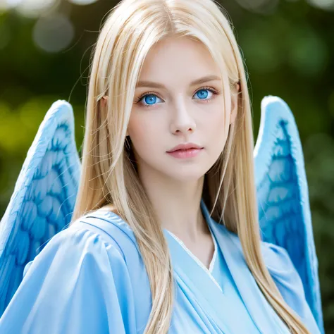 Beautiful Archangel、a blond、Light blue eyes、Long