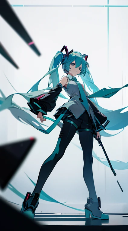 arknights　A slender　Full body painting　an legs　Dynamic　(((miku hatsune)))