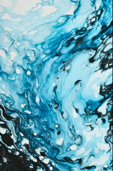 (in 8k、raw photography、top-quality、​masterpiece:1.2)、water pictures, mixing blue and black liquid, abstract liquid, abstract blu...