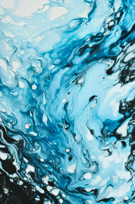 (in 8k、raw photography、top-quality、​masterpiece:1.2)、water pictures, mix blue and black liquid, abstract liquid, abstract blue l...