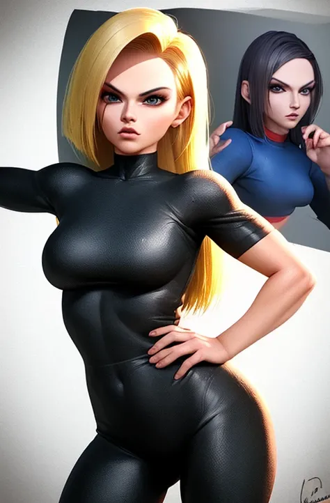 Para crear una imagen en 3D de Android 18, personaje de Dragon Ball, utiliza software de modelado 3D como Blender. Start by outlining the basic structure of the body, paying attention to details like her long hair and signature outfit. Refine facial featur...