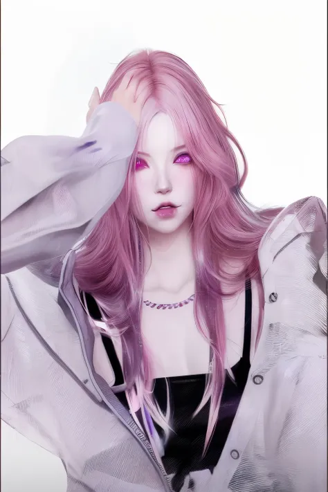 Anime girl with pink hair, white face and purple eyes, Guweiz style artwork, guweiz, inspired by Yanjun Cheng, in the art style of bowater, Trends on artstration, Popular topics on cgstation, Realistic anime art style, Anime realistic style, Realistic anim...