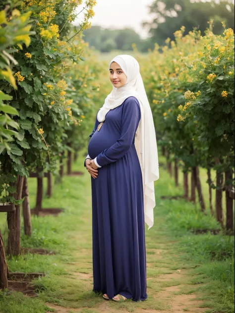 middle eastern girl, 17, beauty, hijab, gamis, pregnant, rural