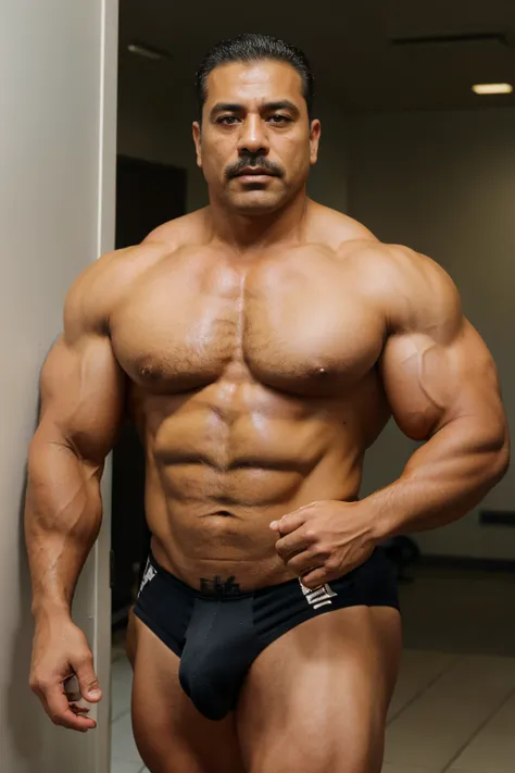 1 mexican man，50 years old，police officers，Interpol，Police Department，bodybuilder，biggest biceps, musculous，hairy bodies，police uniforms（Fine eye 1：3），full bodyesbian