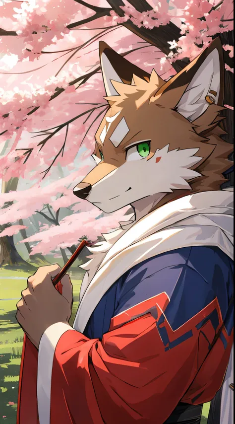 Seto (Tokyo After-School Summoners), Seto(Wandering Longing), Seth (it), Seto, Kazuma Koda, coyote, gold necklace, Gold jewelry, Ear piercing, Green Eye, Grey Body, white body, Brown Body, stripes, stripes body, High Quality, 8K, High image quality, NSFW W...