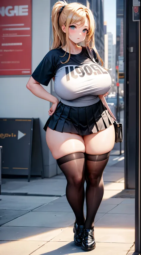 Huge breast , pawg , long black socks , skirt up , skirt , t shirt , ( 4096 ×4096 )