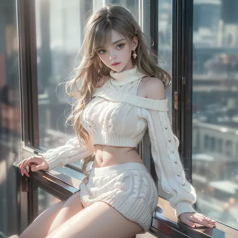 ((girl standing on the stairs in the office)),bright expression、Young shiny shiny white shiny skin、Best Look Rondo Reflective Light、Platinum blonde hair with dazzling highlights、shiny light hair,、Super long silky straight hair、Beautiful bangs that shine、Gl...