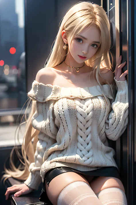 ((Girl standing near train door)),bright expression、Young shiny shiny white shiny skin、Best Look Rondo Reflective Light、Platinum blonde hair with dazzling highlights、shiny light hair,、Super long silky straight hair、Beautiful bangs that shine、Glowing crysta...