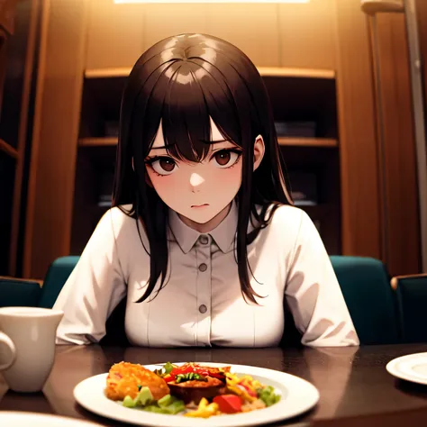 ((best quality)), ((masterpiece)), (detailed), perfect face,  depicted with a look of confusion and slight overwhelm. She is shown trying to adjust to the unfamiliar seating arrangement, with an expression of bewilderment and unease as she navigates the cu...