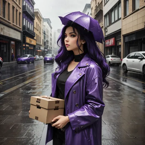 Box In the street full of woman and money it’s outside raining purple rain