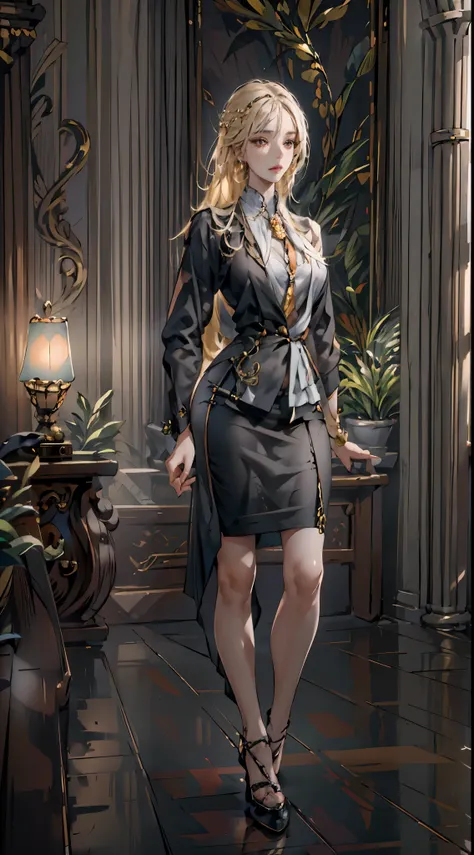 ((long shot, Full body, Solo)) Seraphina is a character of striking contrast, embodying both beauty and menace. She is the headmistress of an elite private school in Switzerland and carries herself with an aura of youthful elegance. Her age is 35 but she p...