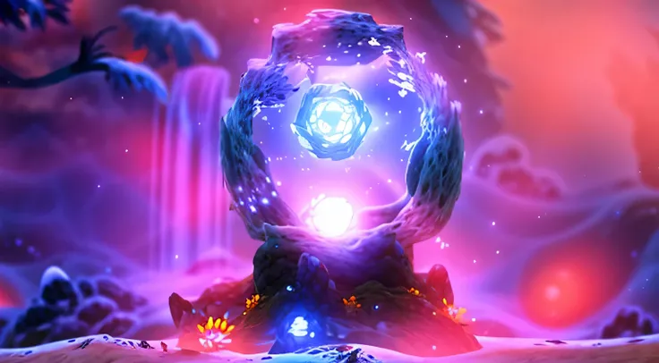 there is a Violet light that is shining on a purple background, ghost sphere, glowing sphere, it is glowing, purple glowing core in armor, in volumetric soft glowing mist, purple aura, glowing purple, Slightly pixelated, mist void, purple volumetric lighti...