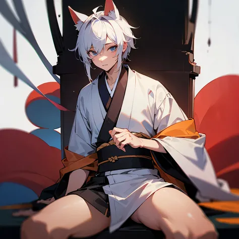 male kimono　Sit up　Animal ears