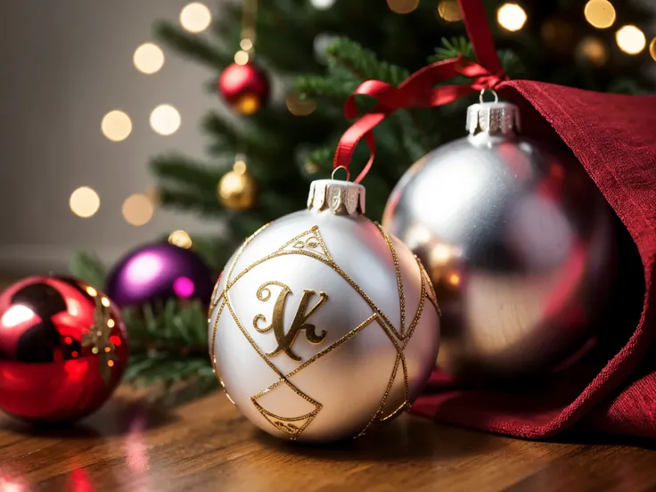 Zoom in closely on intricately designed 3D basic symbols and shapes adorned as festive ornaments. Capture the minute details, turning Christmas decorations into a geometric wonder.