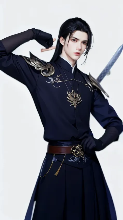 wallpaper of boy wearing black clothes, xianxia， the exquisite prince, handsome guy in the art of slaying demons, inspired by bi...