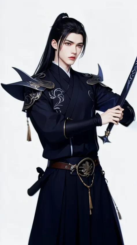 wallpaper of boy wearing black clothes, xianxia， the exquisite prince, handsome guy in the art of slaying demons, inspired by bi...