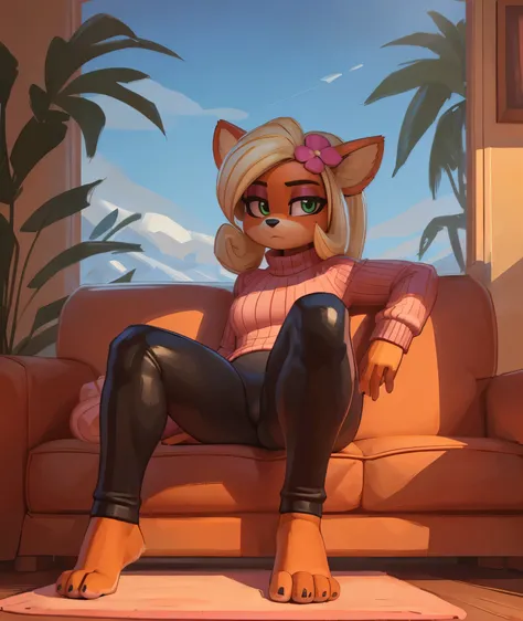 [Coco bandicoot], [Uploaded to e621.net; (Pixelsketcher), (wamudraws)], ((masterpiece)), ((HD)), ((solo portrait)), ((full body)), ((front view)), ((furry; anthro)), ((detailed fur)), ((detailed shading)), ((beautiful render art)), ((feet visible)), ((intr...