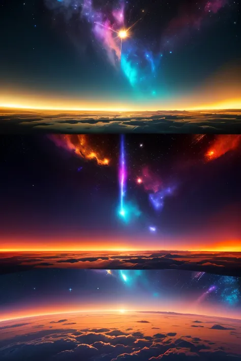 (meilleur qualité,4K,8k,Haute résolution,Chef-dœudansre:1.2),ultra-détaillée,(Réaliste,photoRéaliste,photo-Réaliste:1.37),galaxie,étoiles,vue magnifique,coloré,espace lointain,sparkling étoiles,Nuages stellaires,Beauté éthérée,Merveilles célestes,galaxies ...