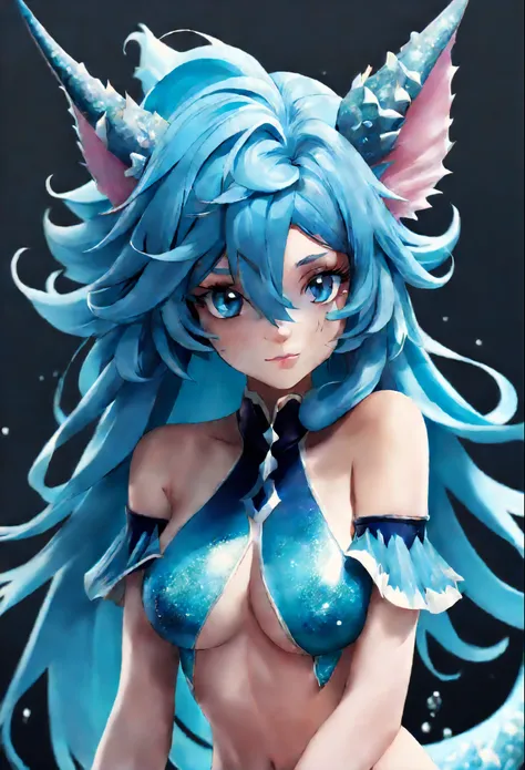 Create a hyperrealistic image of the vaporeon with anthropomorphic sensual body and face