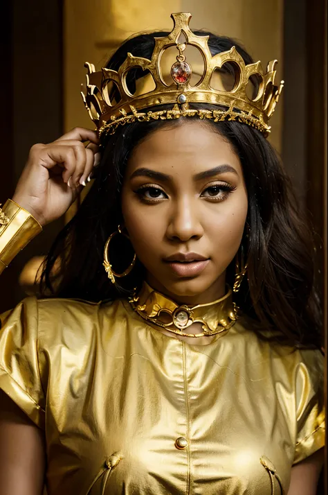 nicki minaj holding a golden crown hyper realistic