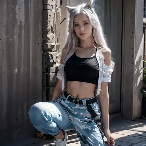 8k resolution, high quality, high resolution, best quality, best resolution, absurd resolution, ray tracing, high detailed, masterpiece, shoulder length white hair, female,white wolf ears, teenage girl, slim body, white scale dragon tail,black combat boots...