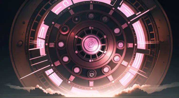 steampunc、gear wheel、Watches、蒸気のBackground with付き、radiation、stele、a moon、Lots of gear highlights、Background with, Circular stage, Cool , Pastel colors, Best Quality、kirakira、stele、heart mark、Diamond、Background withpink there水色、pink there、shuicolor、amarelo、...