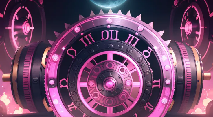 steampunc、gear wheel、Guard、蒸気のBackground with付き、radiation、stele、a moon、たくさんのgear wheel、fluorescent、Background with, Circular stage, Cool System, Pastel colors, Best Quality、kirakira、stele、heart mark、Diamond、Background withpink there水色、pink there、shuicolor、...