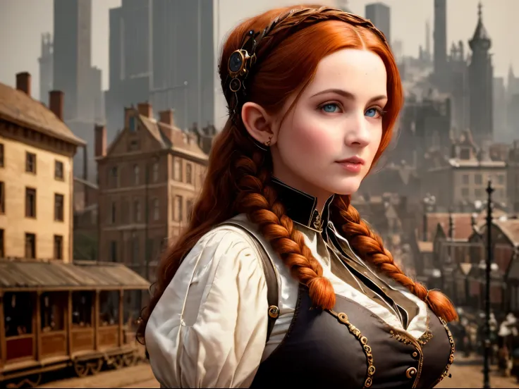 masterpiece, hyper realistic, detailed, best quality, award-winning photo, gorgeous sexy elven woman, dark auburn hair in braid,...