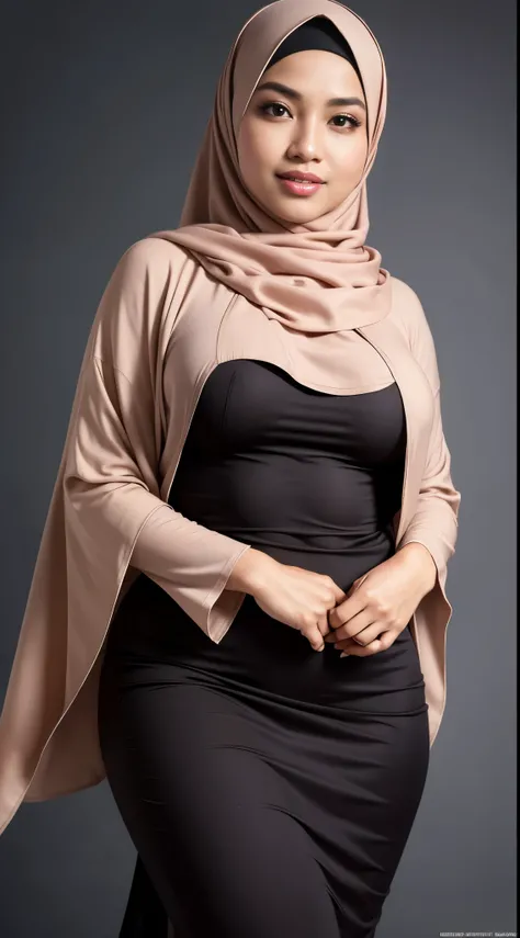 RAW, Best quality, high resolution, masterpiece: 1.3), beautiful Malay woman in hijap:0.8),1beautiful  Malay woman in hijab wearing modern youth Muslim clothing,big breast, modest fashion, flowing shawl, portrait photography, mid shot photo, ultra detail, ...